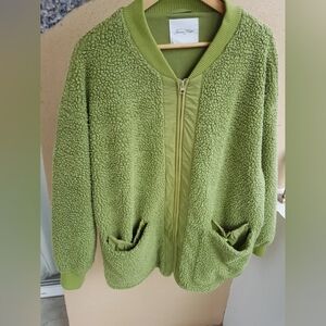 Green Sherpa Zip-Up Jacket